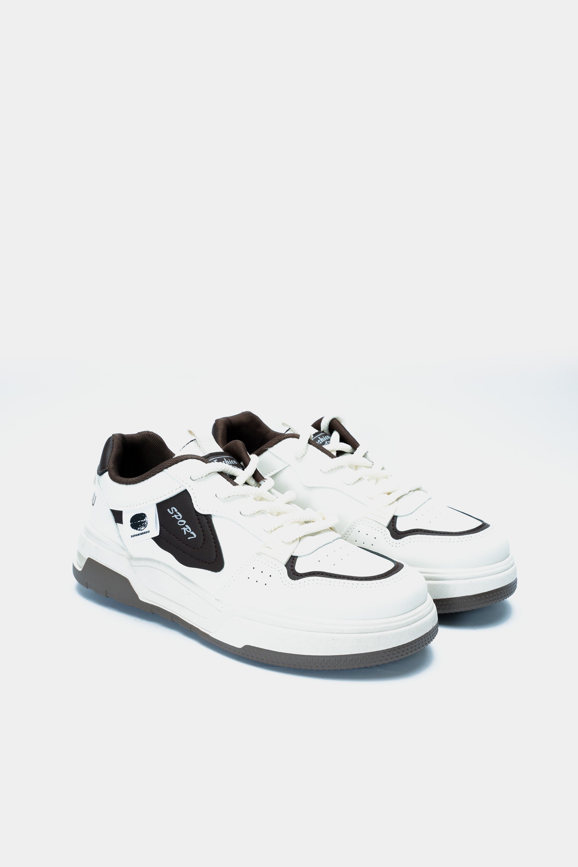 Low-Top Sneakers White Brown 7285